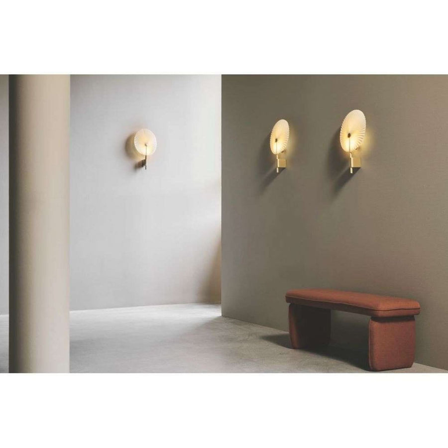 Applique murale LED Liris Laiton en coton, laiton et blanc, hauteur 45 cm