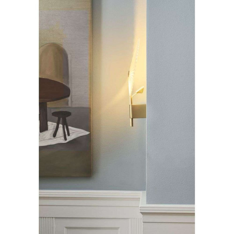 Applique murale LED Liris Laiton en coton, laiton et blanc, hauteur 45 cm