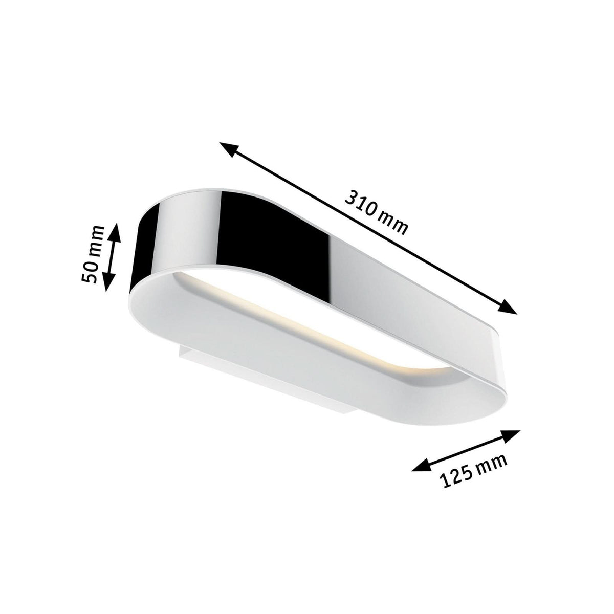 Applique murale LED Agena en aluminium, chromé et blanc satiné, hauteur 5 cm, IP44