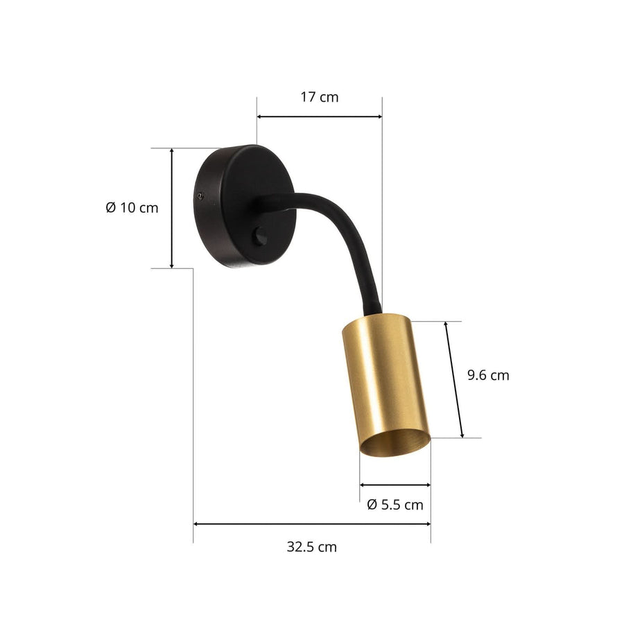 Applique murale Eye Flex S en laiton, noir, Ø 5,5 cm