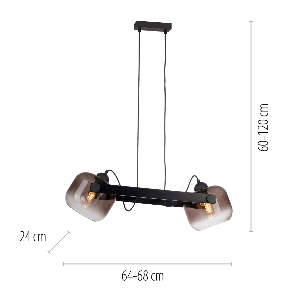 Suspension Cup 2.0 2 lumières noire