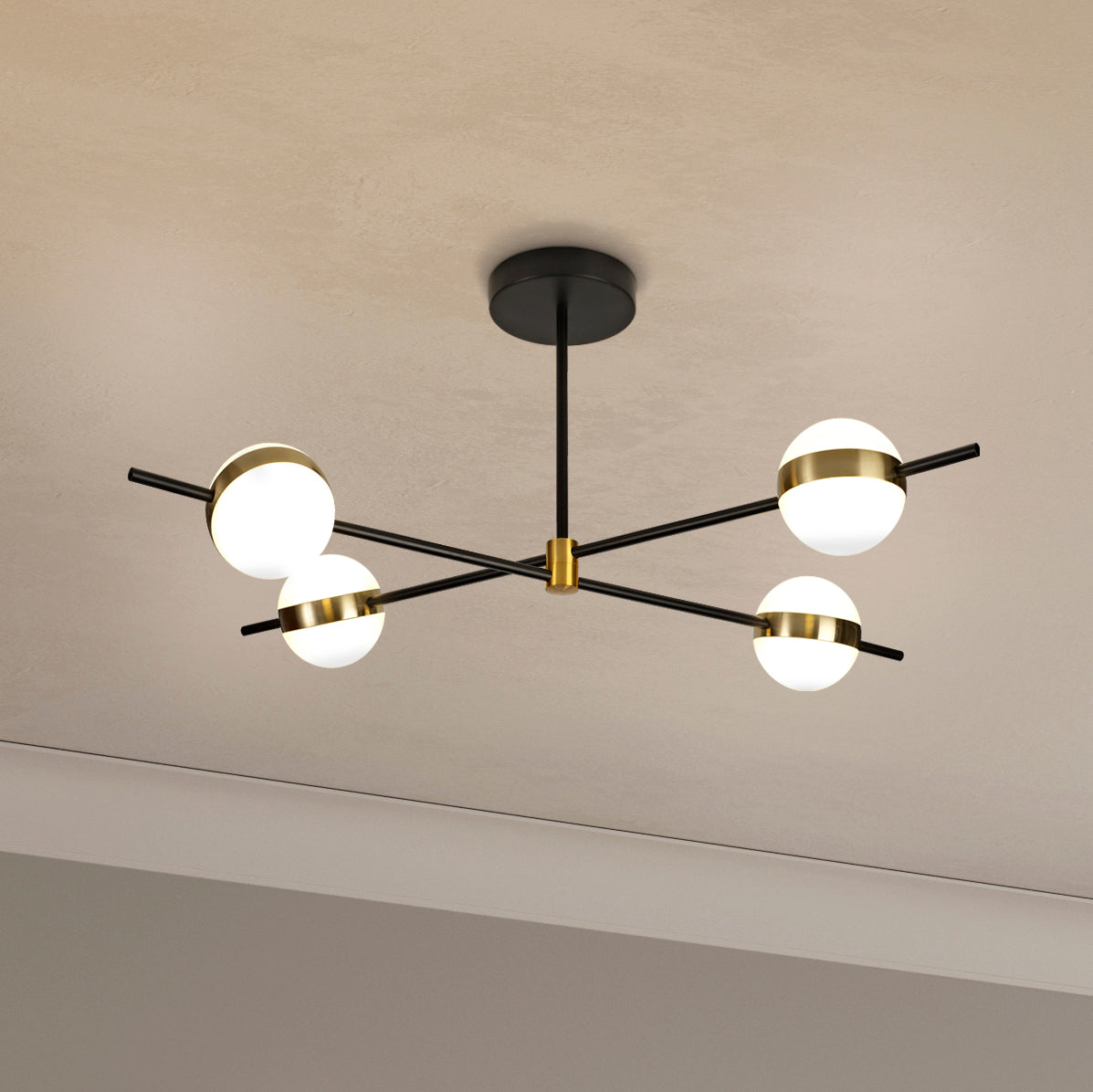Plafonnier LED Cuba doré et noir