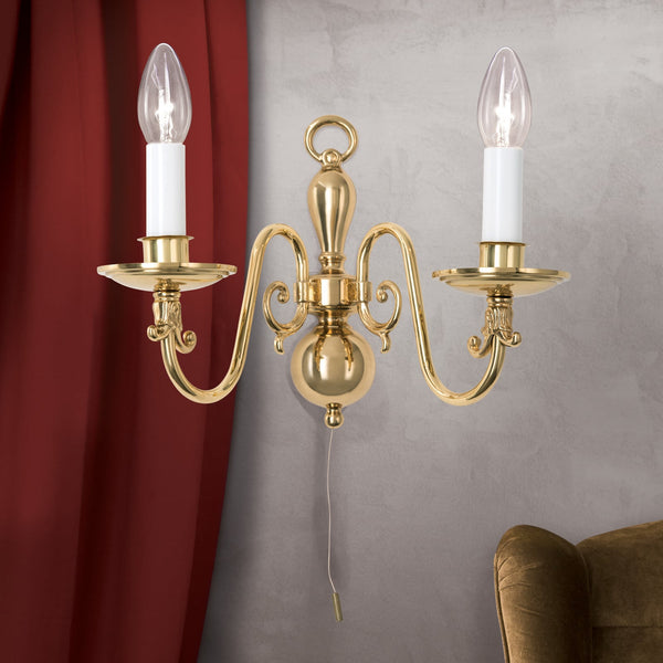 Applique murale Imke en laiton, 2 lumières, hauteur 22 cm