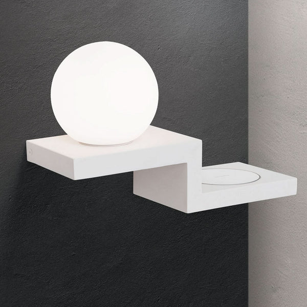 Applique murale LED Snowball en verre, blanc, hauteur 20 cm