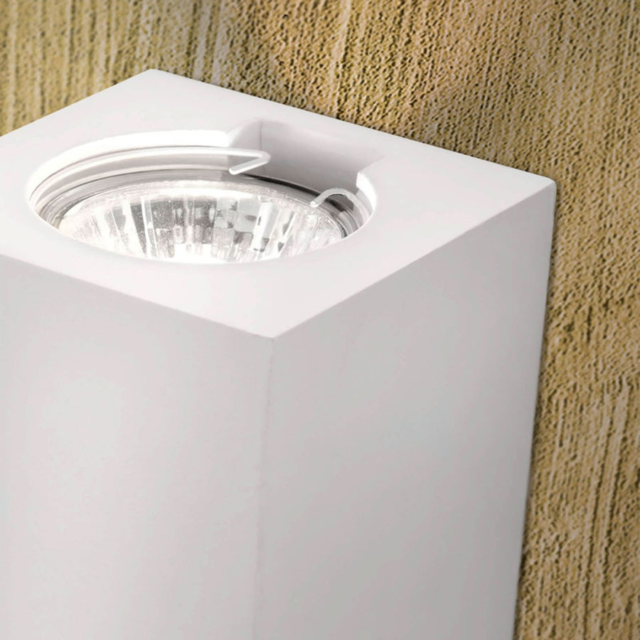 Applique murale Cube en céramique, blanc, 2 lumières, hauteur 15,5 cm