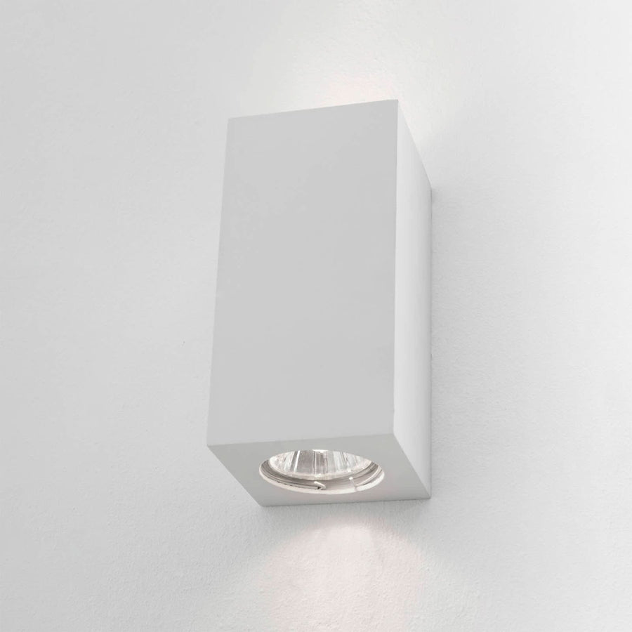 Applique murale Cube en céramique, blanc, 2 lumières, hauteur 15,5 cm