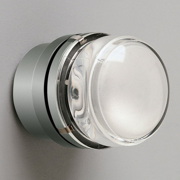 Applique murale Fresnel en verre, chromé, Ø 10 cm, IP44