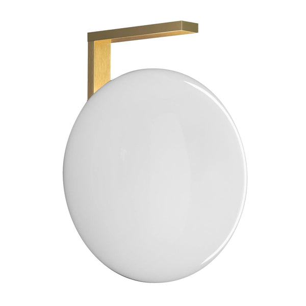 Applique murale Alba 174 en verre, laiton et blanc, hauteur 32 cm