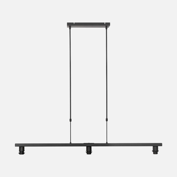 Suspension 3 ampoules, barre noire 120 cm à hauteur réglable, salle à manger | Stang