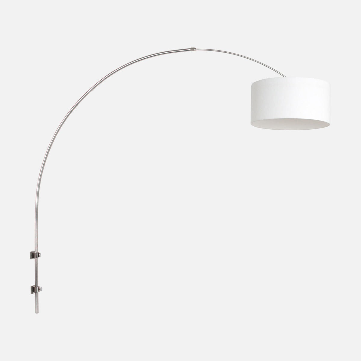 Applique liseuse arc en acier brossé, abat-jour lin blanc Ø 30 cm | Liséa