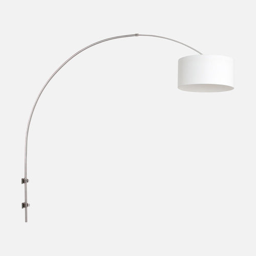 applique liseuse arc en acier, abat-jour lin blanc Ø 30 cm | Liséa