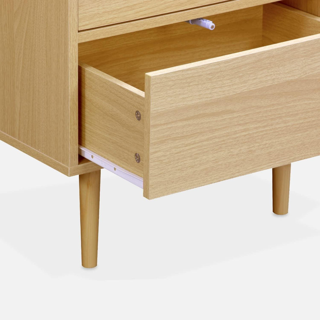 Alice'S Home - Table De Chevet Décor Bois Naturel - Mika - 2 Tiroirs - L 48 X L 40 X H 59Cm | Designix - Amazon - https://designix.fr/