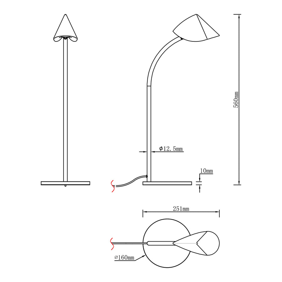Lampe à poser LED Capuccina noire, H 56 cm
