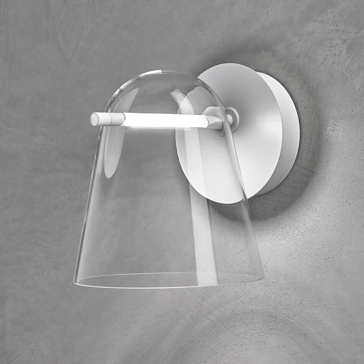 Applique murale LED Sino W3 en verre, blanc mat, hauteur 24 cm