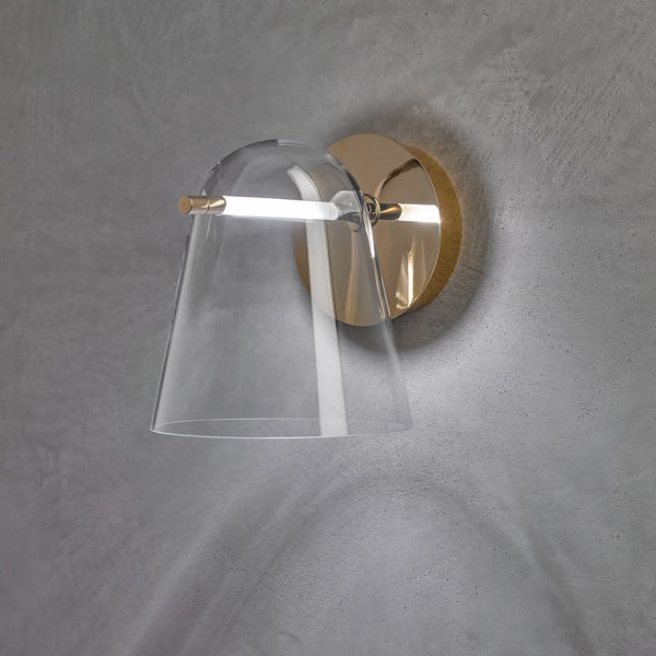 Applique murale LED Sino W3 en verre, doré, hauteur 24 cm