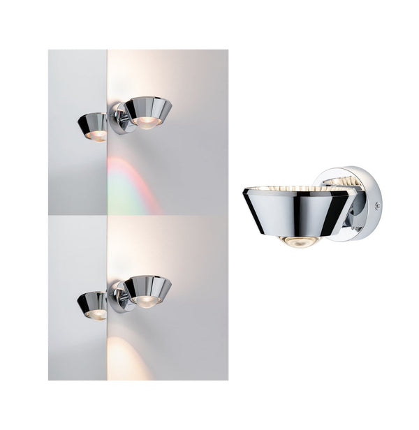 Applique murale LED Sabik, chromé, hauteur 8 cm, IP44