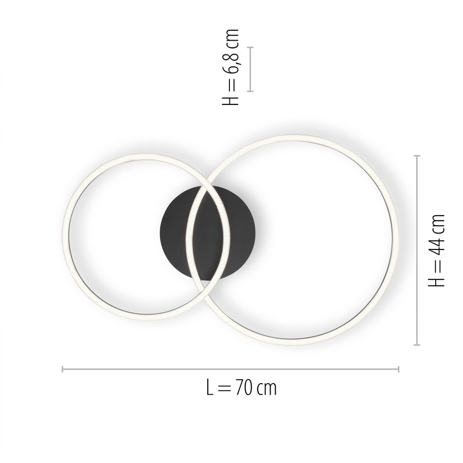 Plafonnier Ivanka noir, L 44 cm