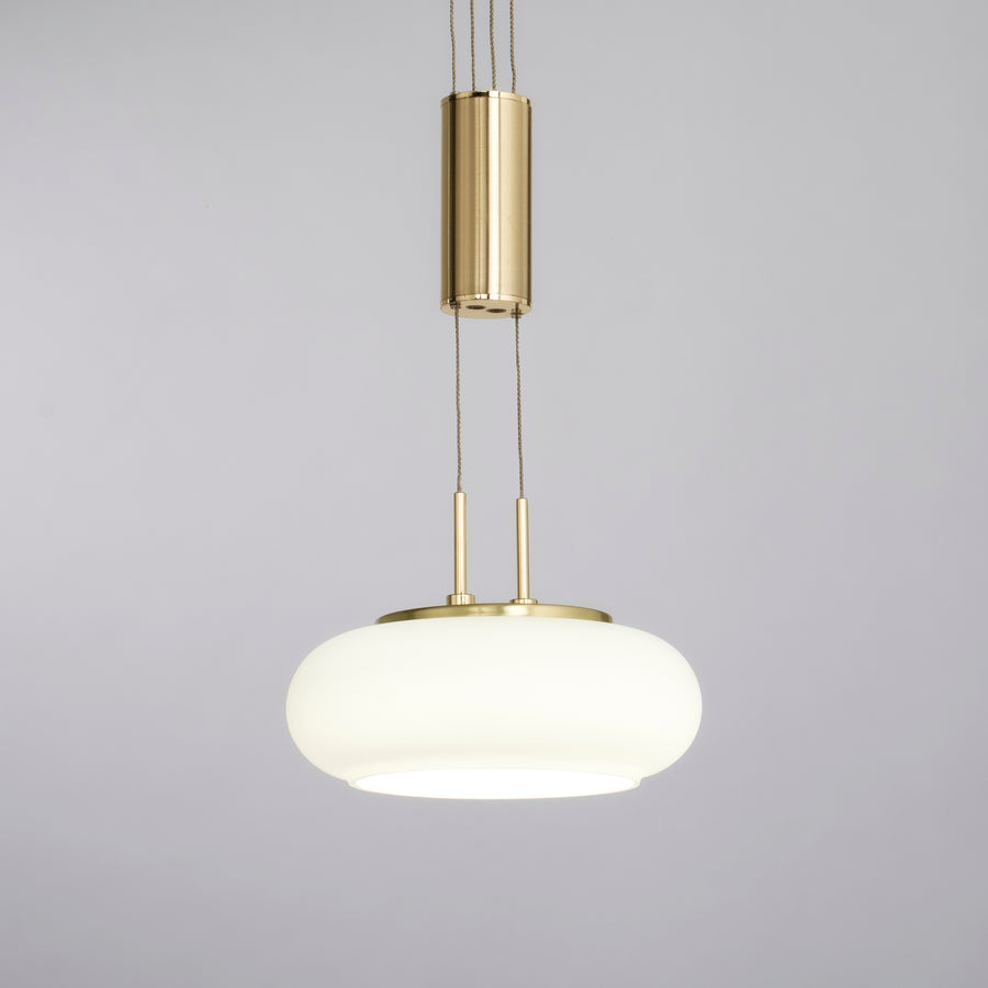 Suspension Q-Etienne laiton mat, verre, L 20 cm
