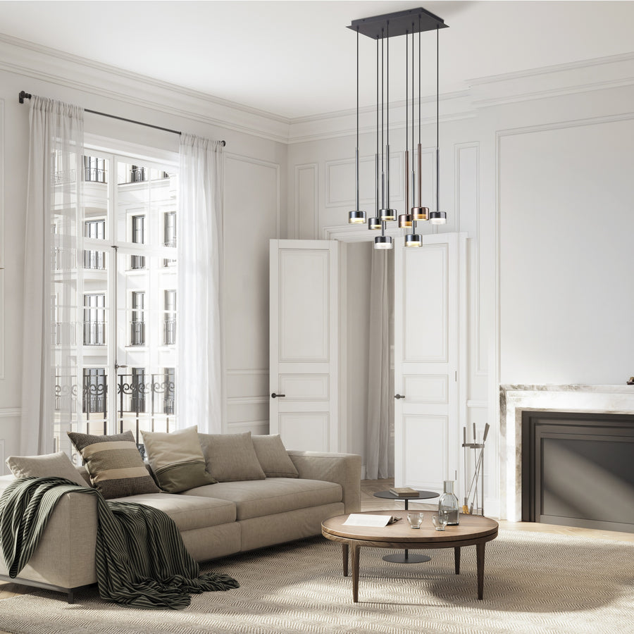 Suspension Tonic 8 lumières multicolore, verre