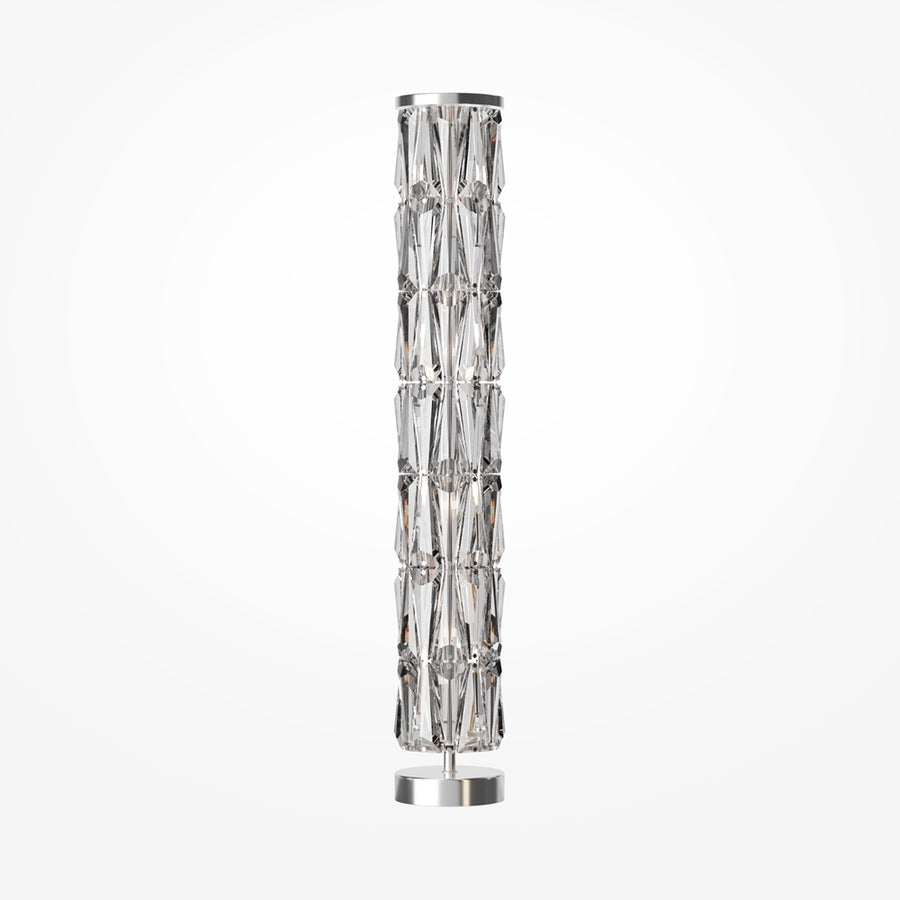 Version argentée du lampadaire colonne en cristal, vue de face