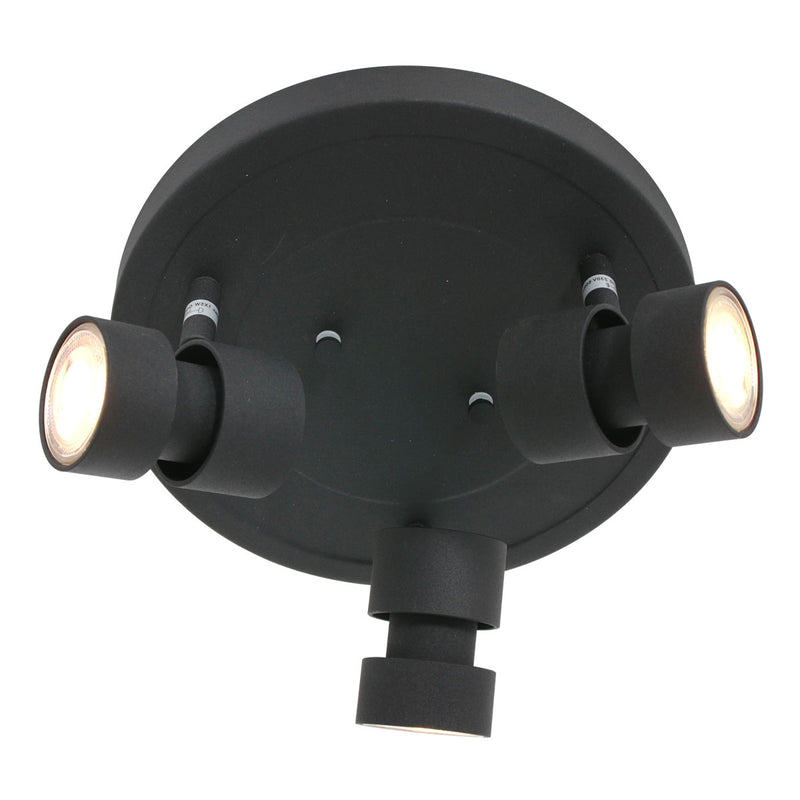 Spot Natasja 7905ZW rond noir 3 lampes avec ampoules GU10