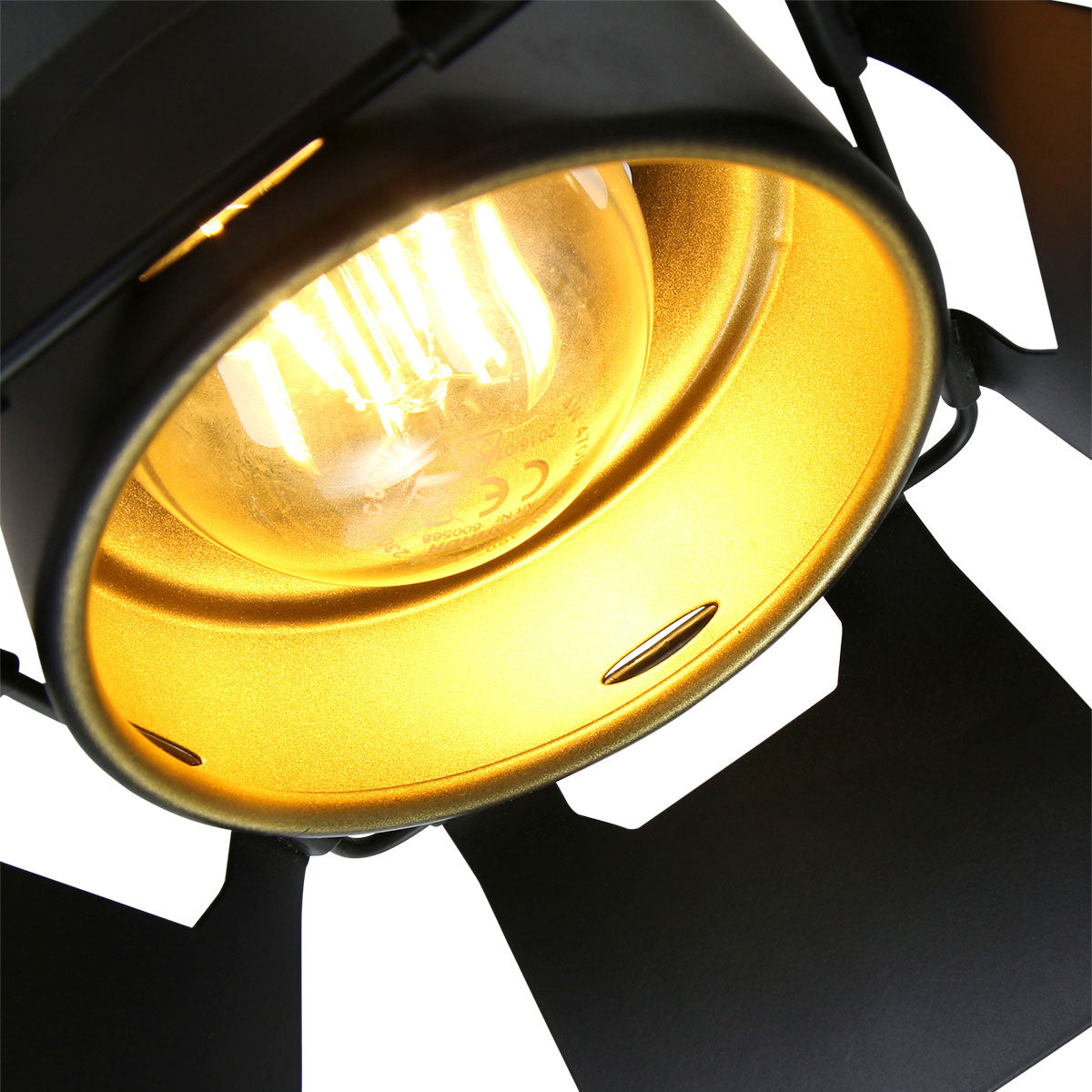 Plafonnier Métal Noir Intérieur Doré