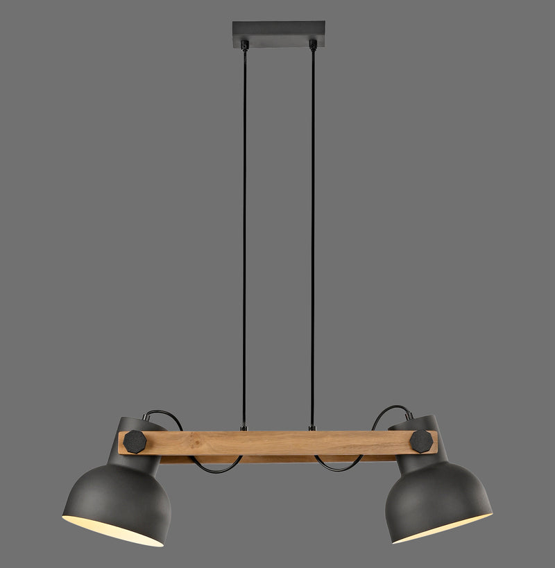 Suspension Cup 2.0 2 lumières noire et bois