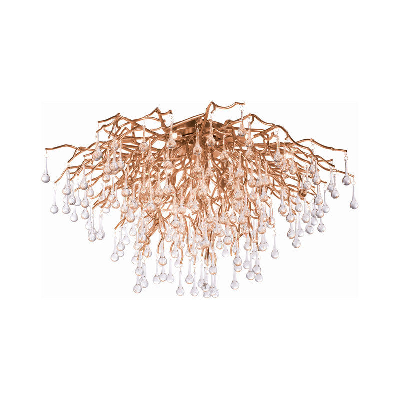 Plafonnier Icicle 14 lumières laiton vieilli, verre