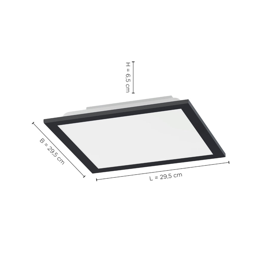 Plafonnier Flat noir, L 29,5 cm