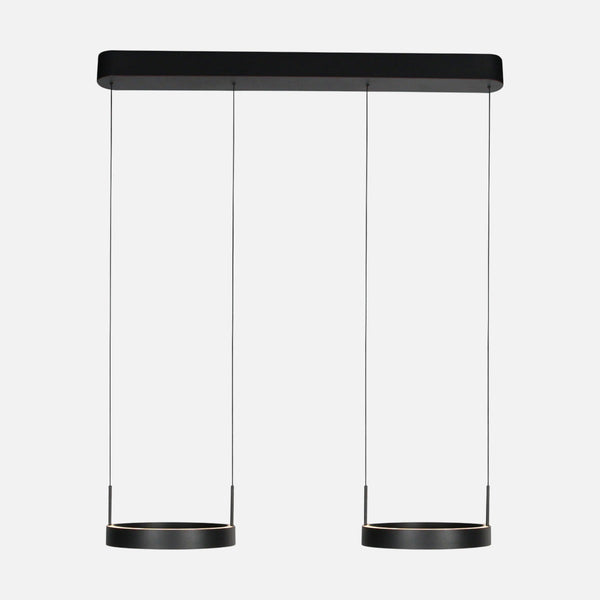 Suspension double cercle noire, LED haut et bas 6500 lm | Mykty