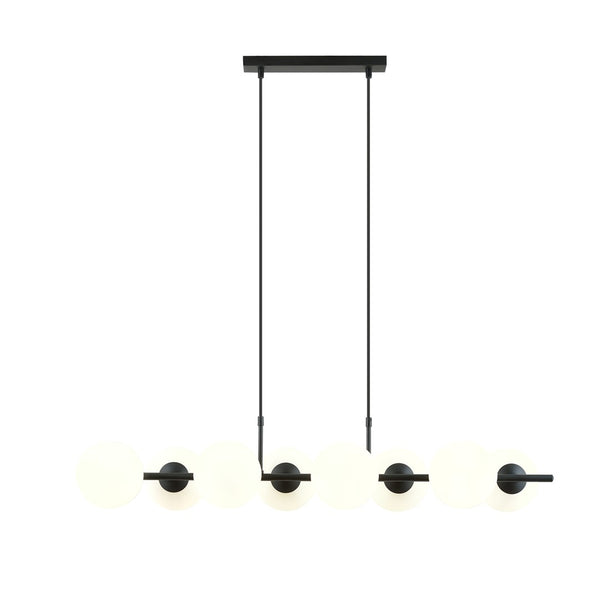Suspension Rory 8 lumières, verre opale