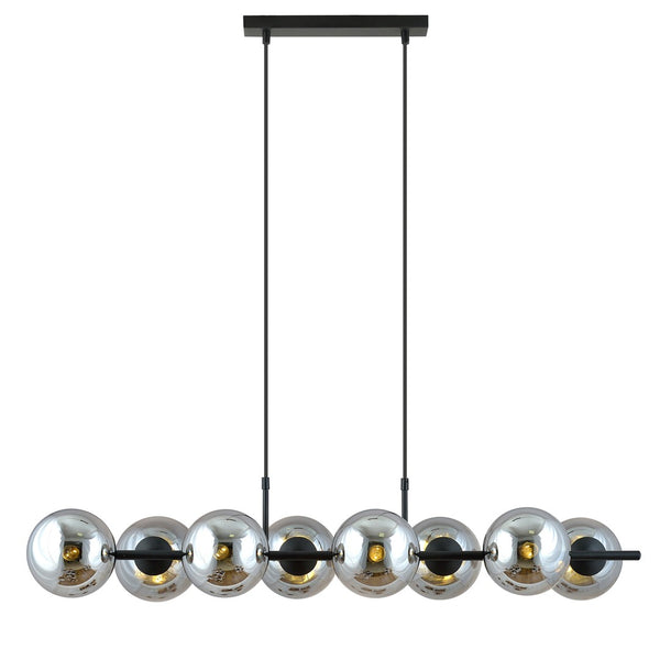 Suspension Rory 8 lumières, verre graphite