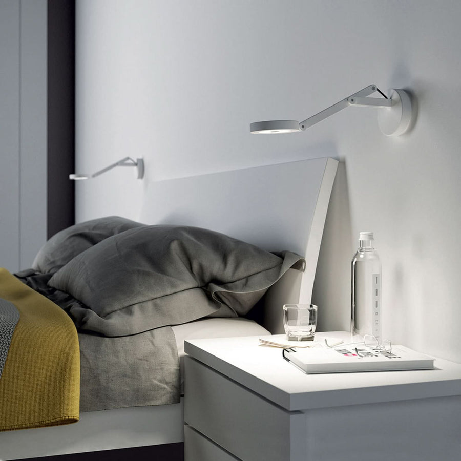 Applique murale LED String W0 DTW en tissu, blanc et noir, Ø 11 cm