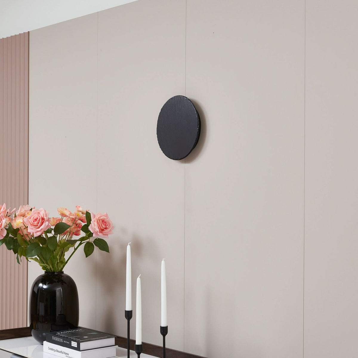 Applique murale LED Peetu en pierre, gris et noir, Ø 25 cm