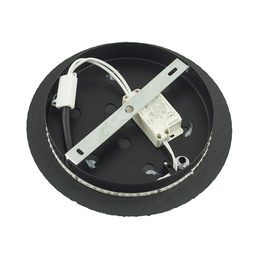 Applique murale LED Peetu en pierre, gris et noir, Ø 25 cm