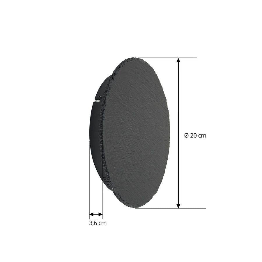 Applique murale LED Peetu en pierre, gris et noir, Ø 25 cm