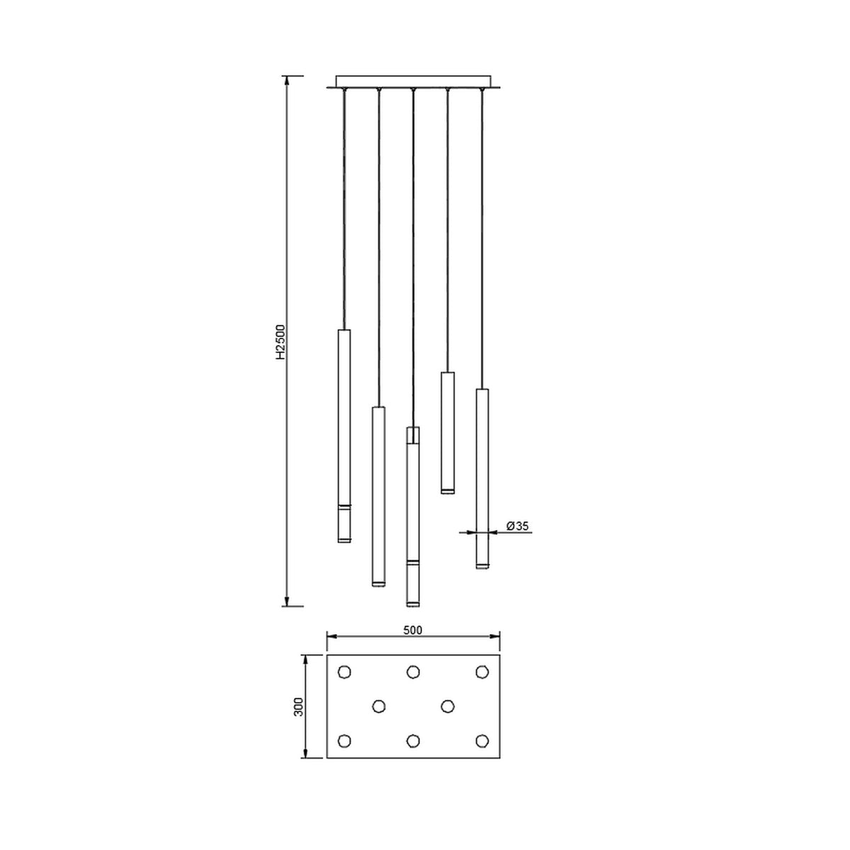 Suspension LED Cala blanche, noire et dorée, L 50 cm