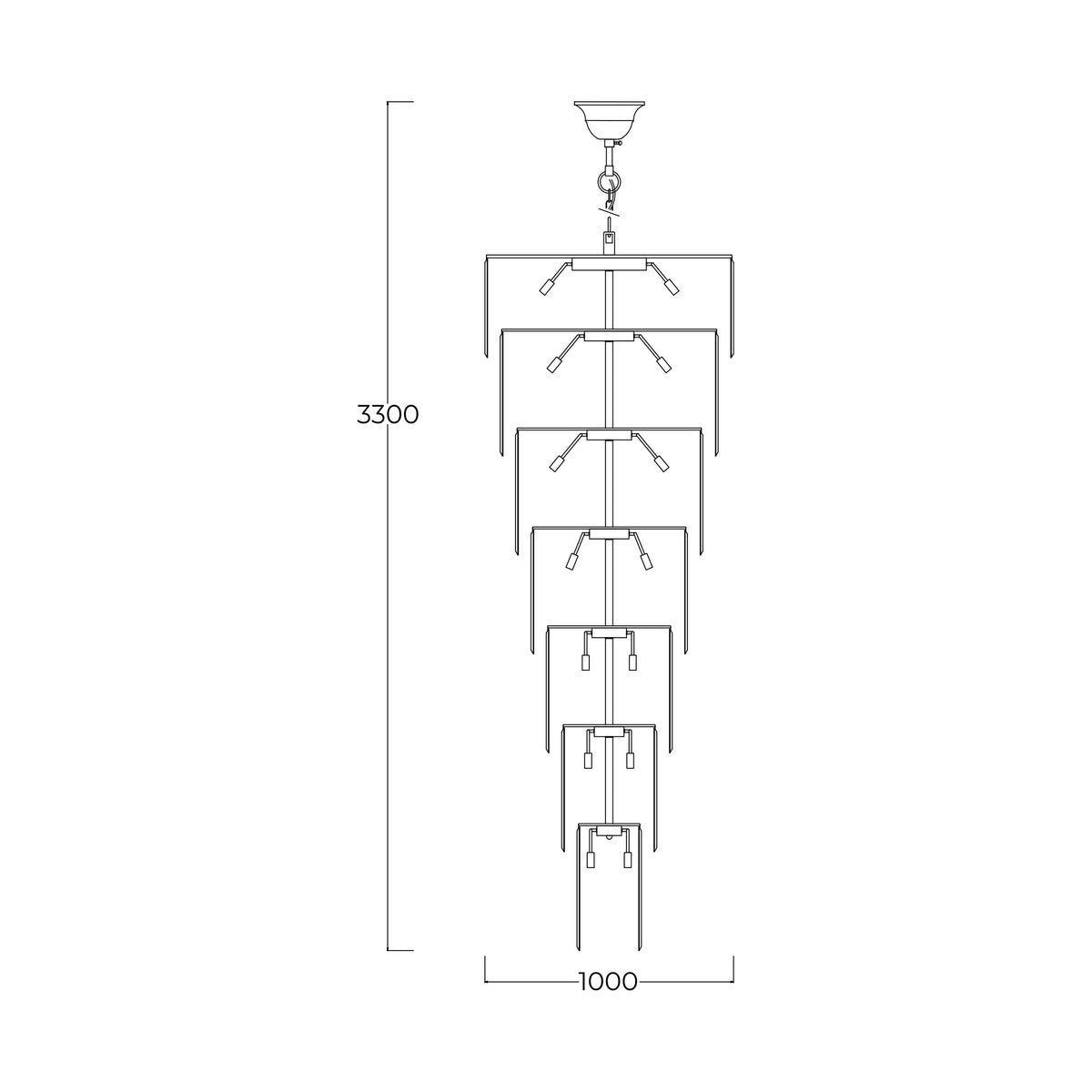 Suspension Luxe dorée, verre, L 100 cm