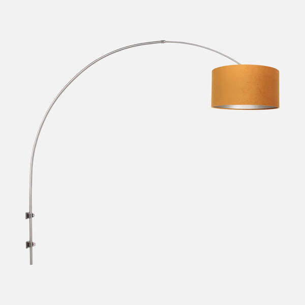 Applique murale tête de lit en arc, abat-jour velours doré Ø 30 cm | Sparkled Light