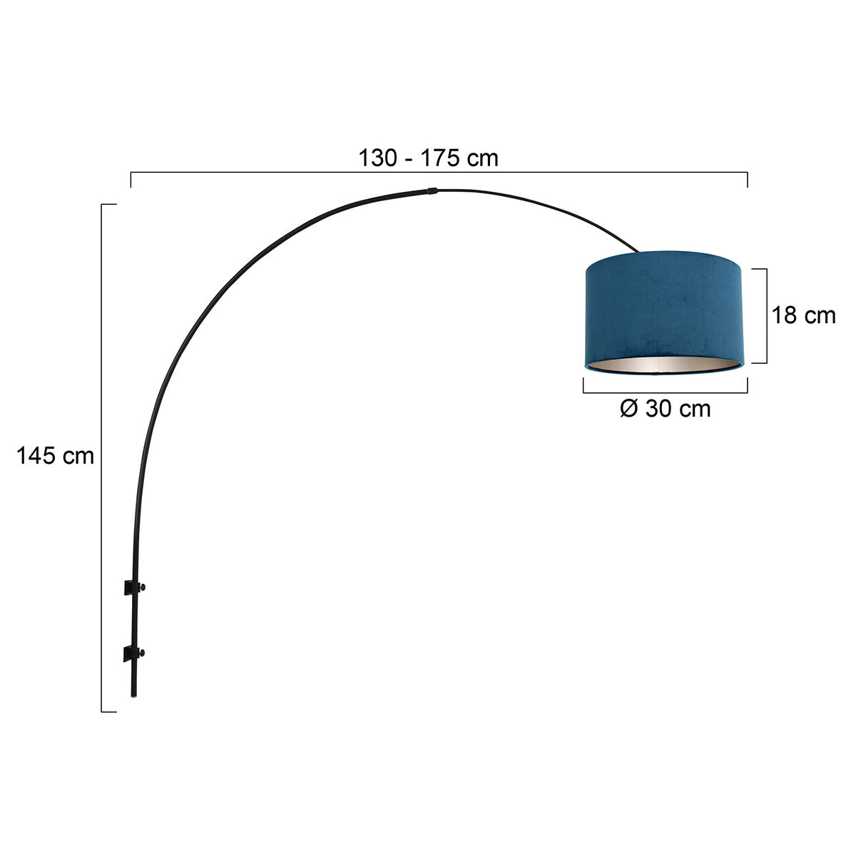 Applique murale tête de lit arc noir velours bleu Sparkled Light – vue 5 – Designix.fr