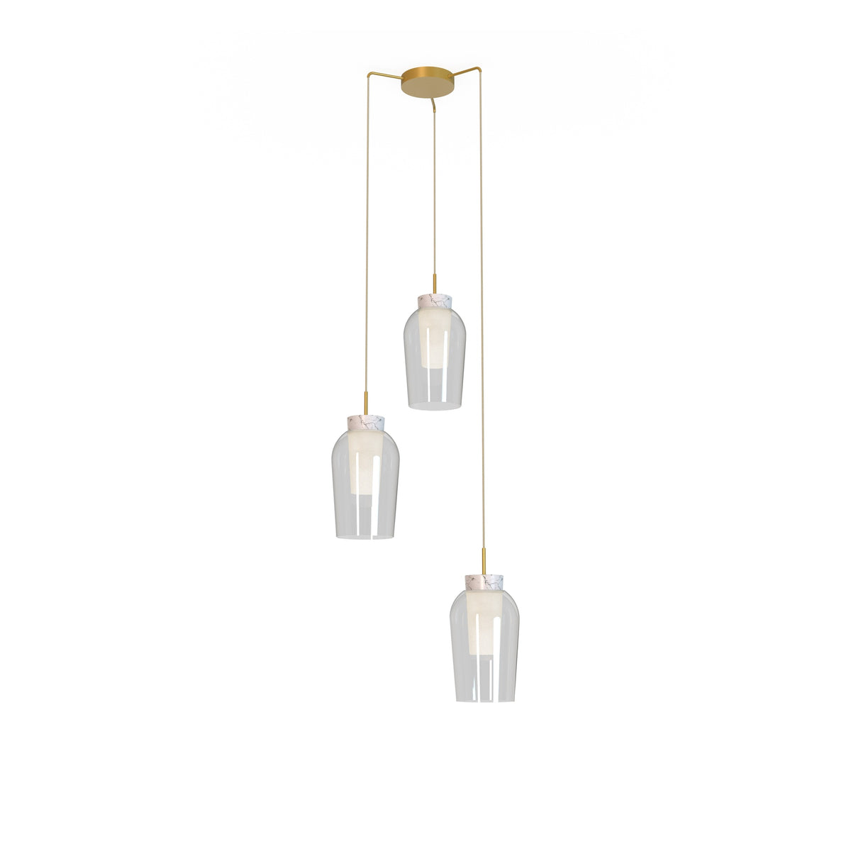 Suspension Nora 3 lumières, verre, Ø 53,4 cm