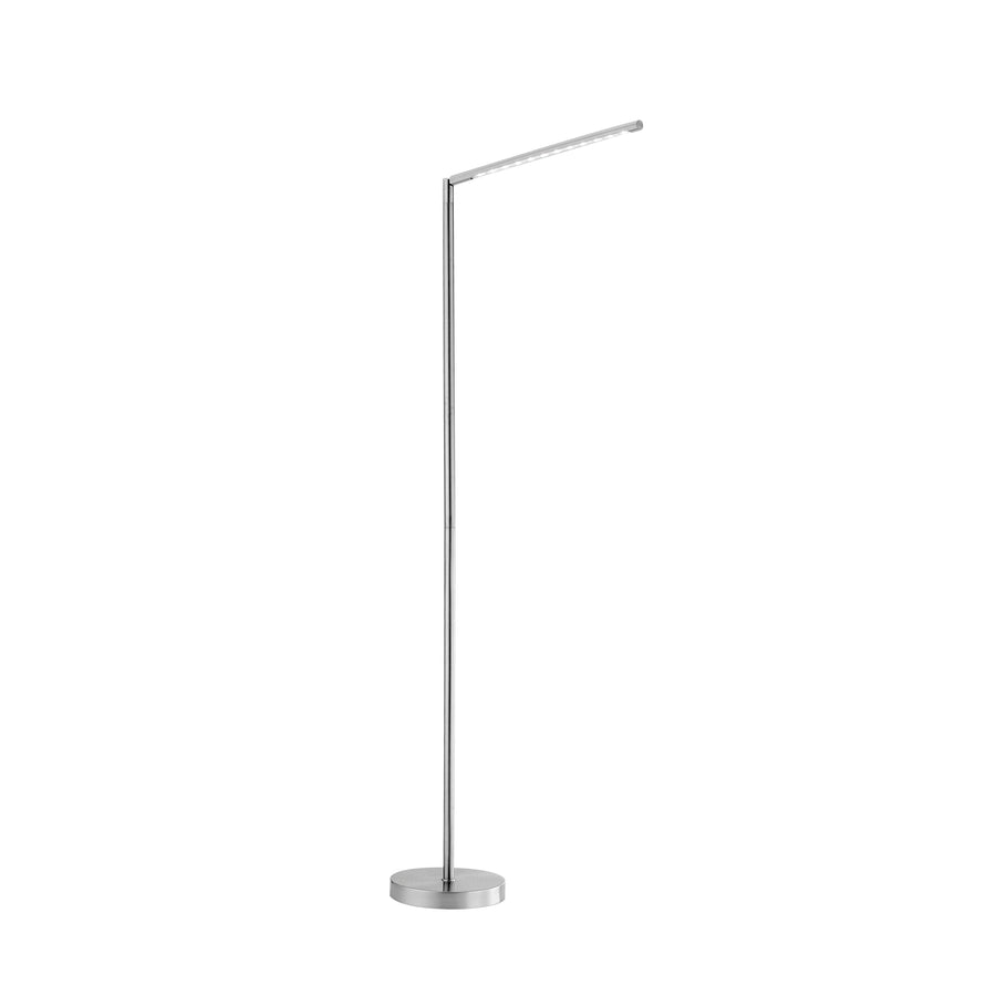 Lampadaire argenté entier sur fond blanc, mettant en valeur sa silhouette épurée.