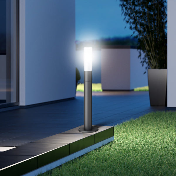 Borne lumineuse d'extérieur LED GL 65 en verre, anthracite et blanc, Ø 18 cm, IP44