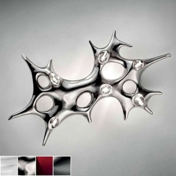 Applique murale Baobab en pierre, platine, 6 lumières, hauteur 40 cm
