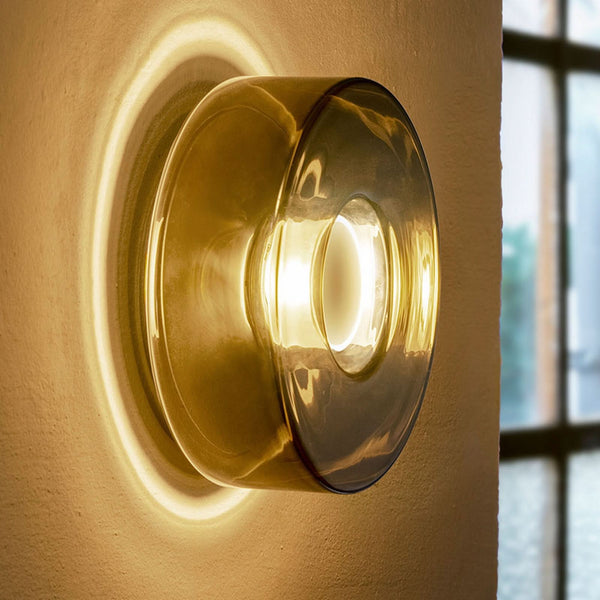Applique murale LED Curling Wall S en verre, argenté, Ø 17,5 cm