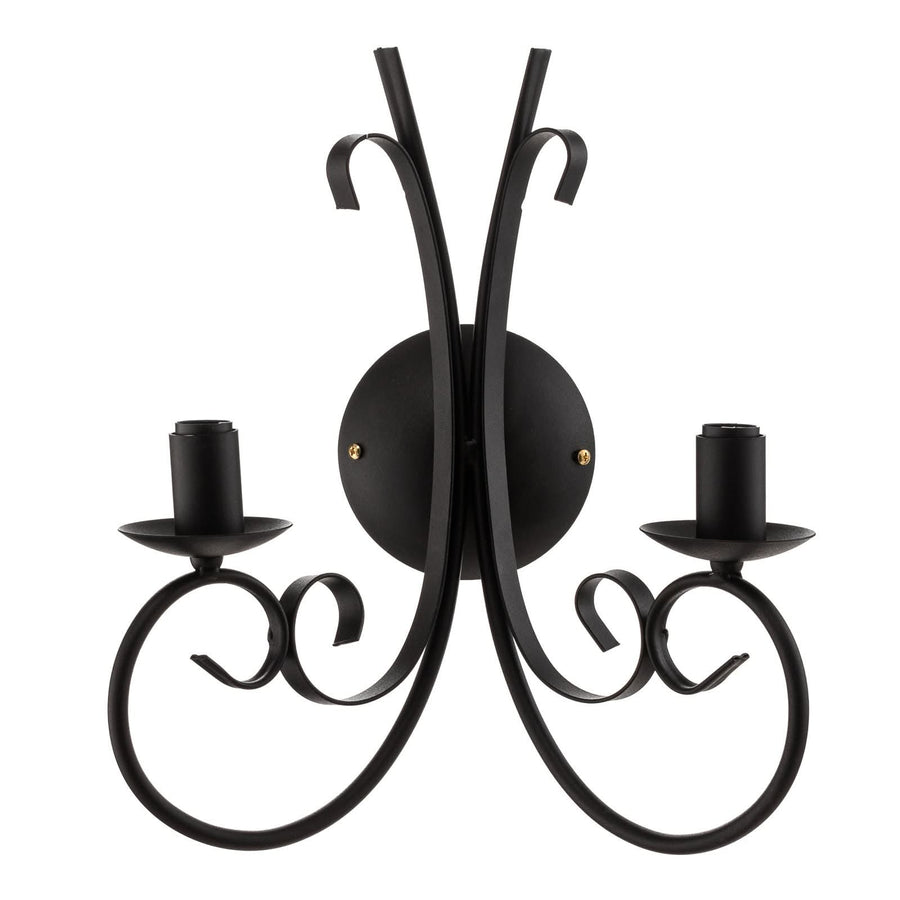 Applique murale Pompei en métal, noir, 2 lumières, hauteur 38 cm