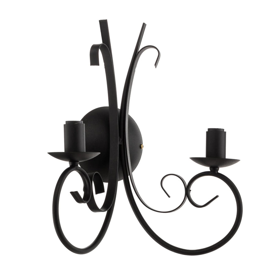 Applique murale Pompei en métal, noir, 2 lumières, hauteur 38 cm