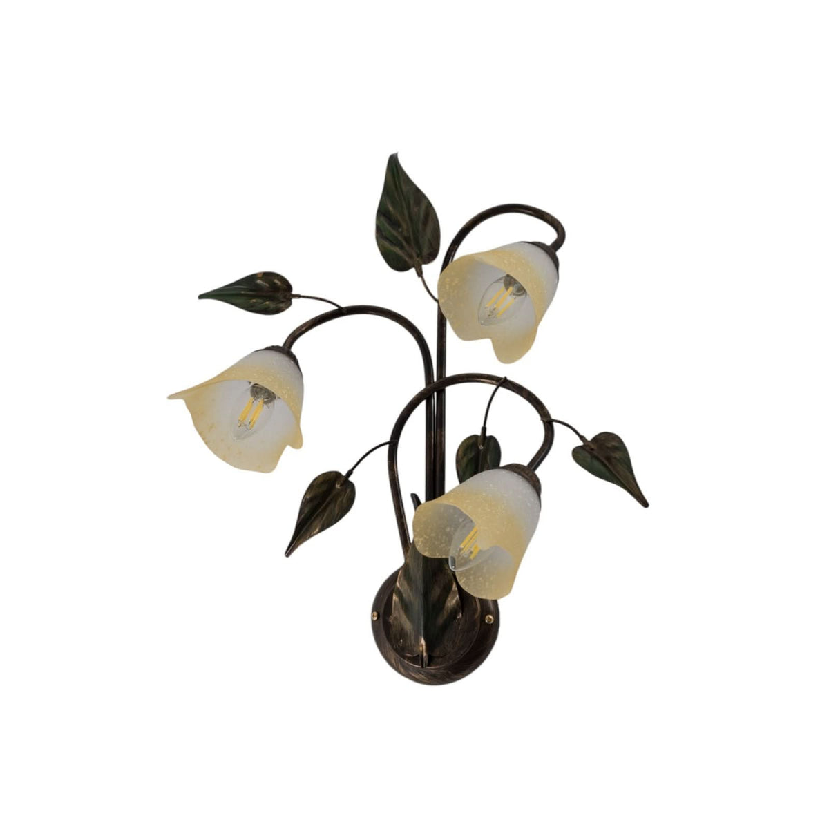 Applique murale Miranda en verre, bronze et vert, 3 lumières, hauteur 58 cm