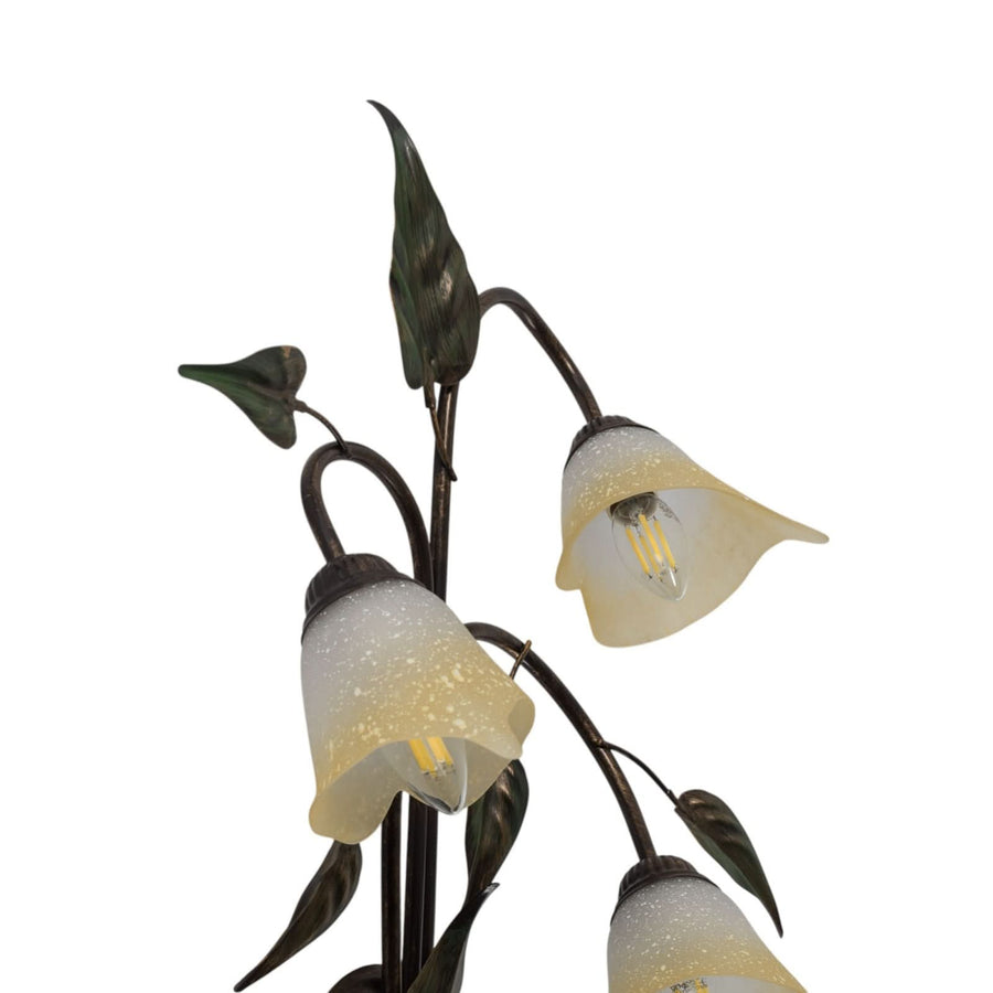 Applique murale Miranda en verre, bronze et vert, 3 lumières, hauteur 58 cm