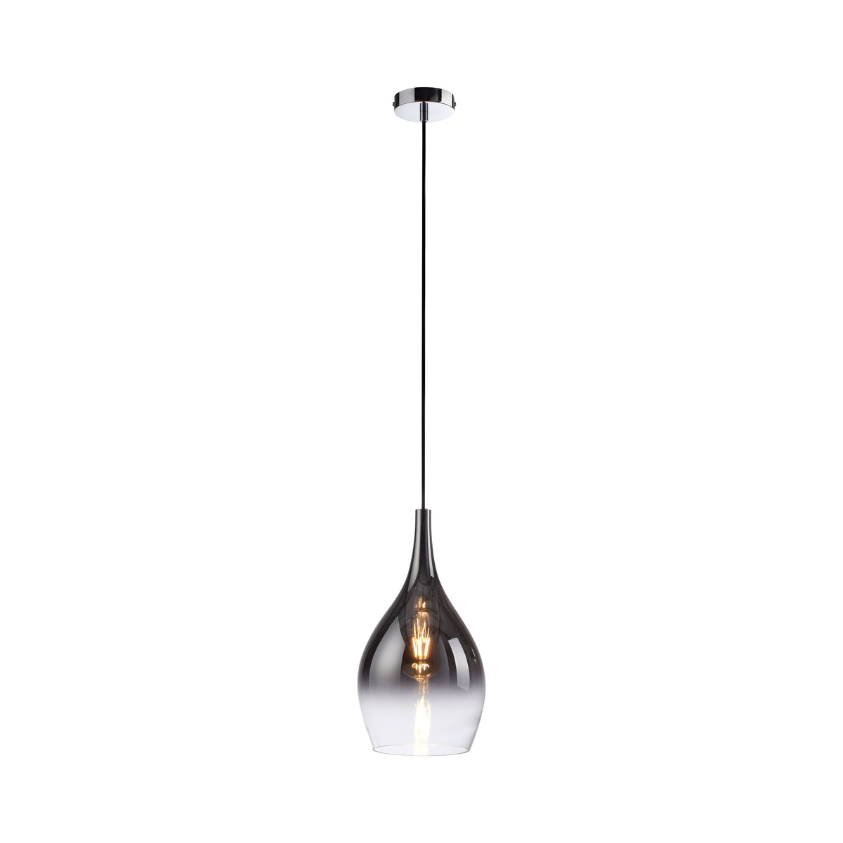 Même luminaire présenté de face sur fond blanc, câble fin noir